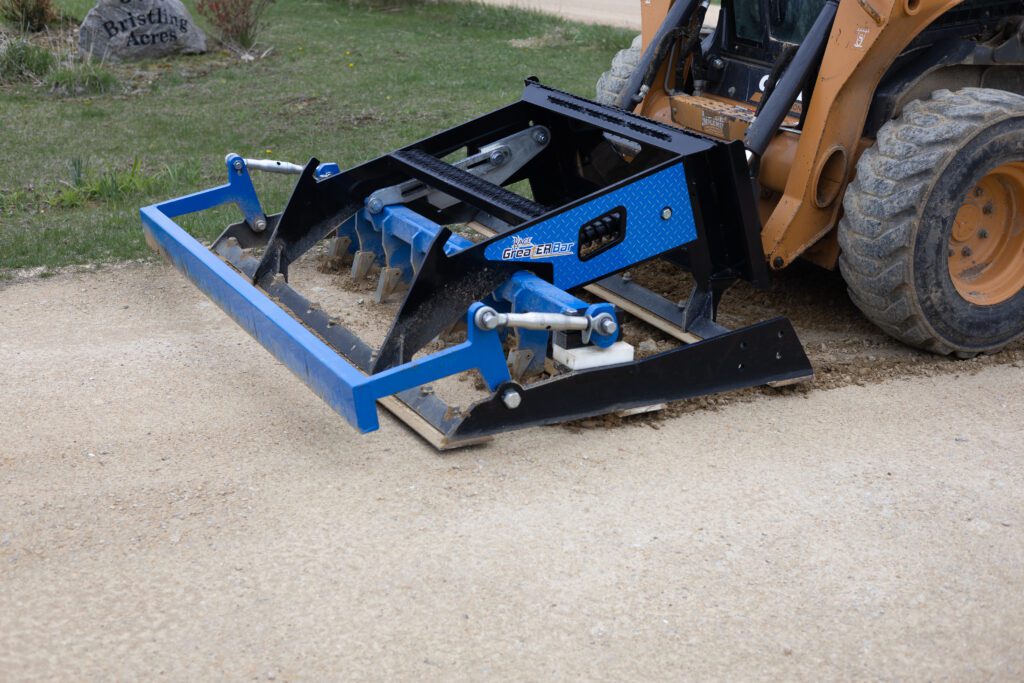 kage greater bar land plane with ripper teeth skid steer attachment on case skid steer